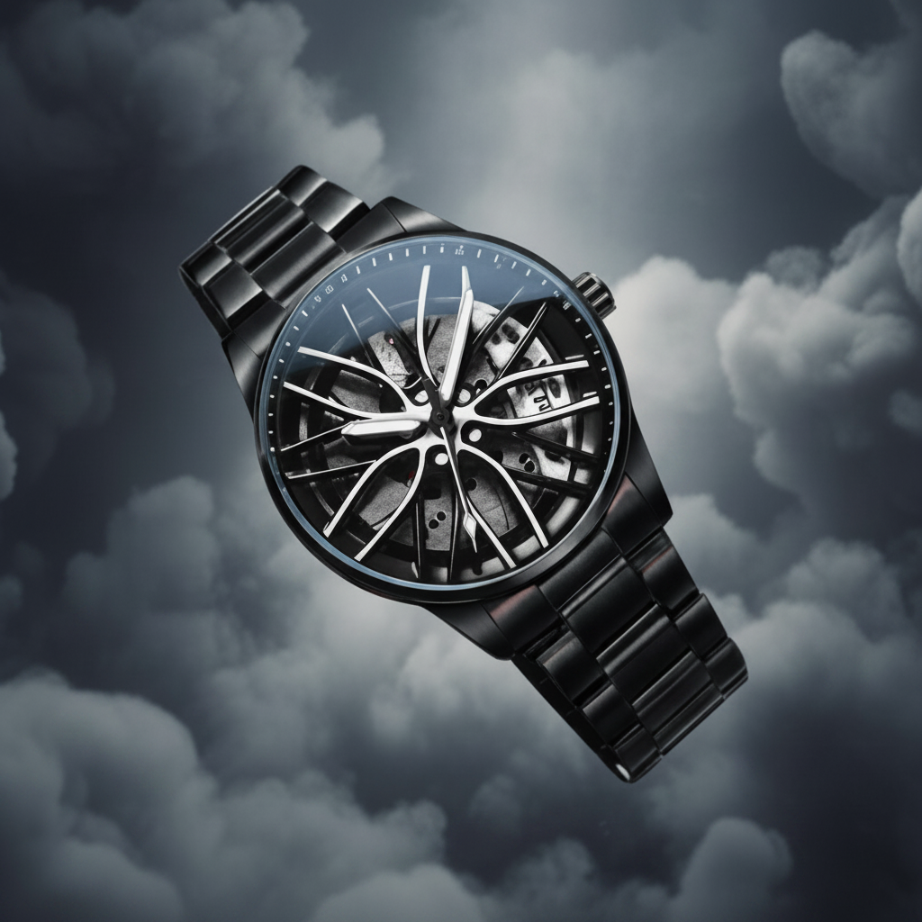 3D Spinning Car Wheel Watch