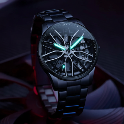 3D Spinning Car Wheel Watch