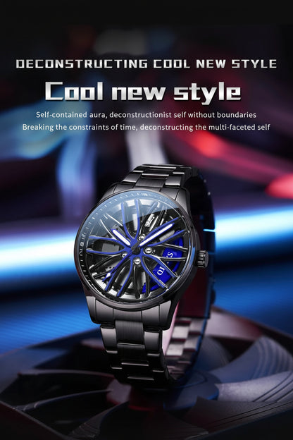 3D Spinning Car Wheel Watch