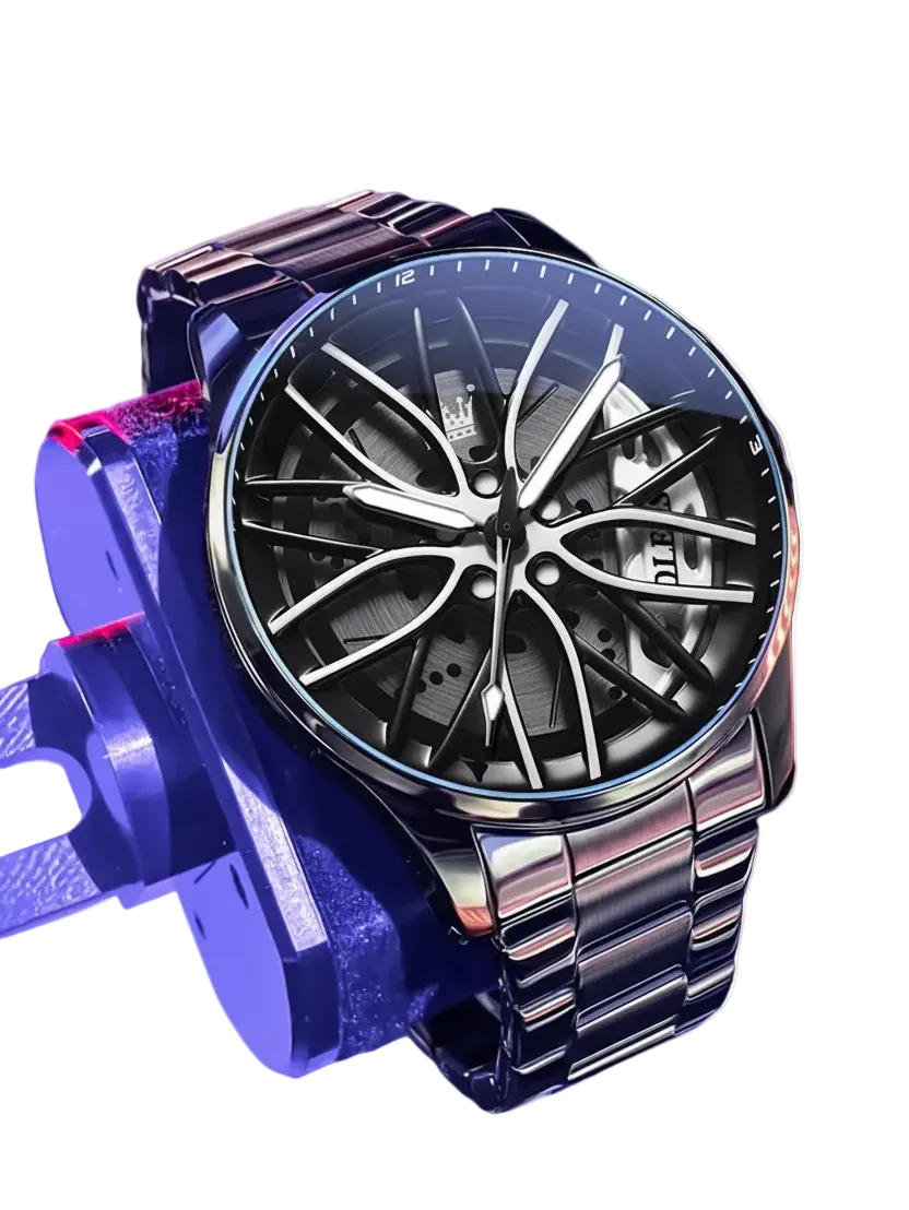 3D Spinning Car Wheel Watch