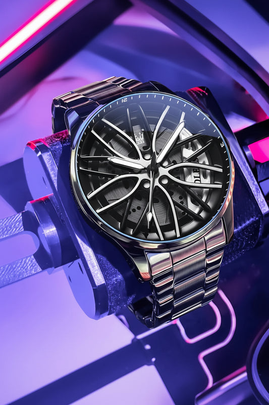 3D Spinning Car Wheel Watch