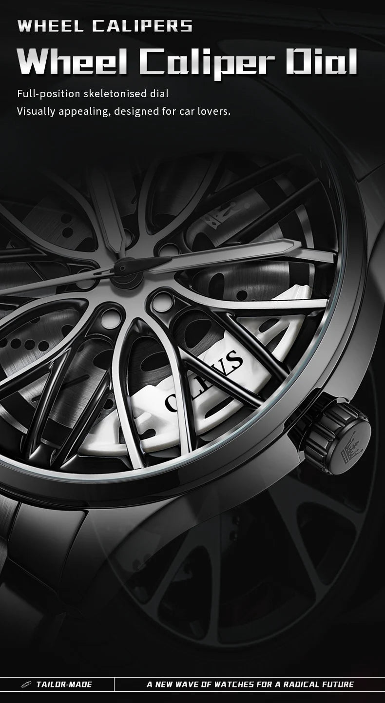 3D Spinning Car Wheel Watch