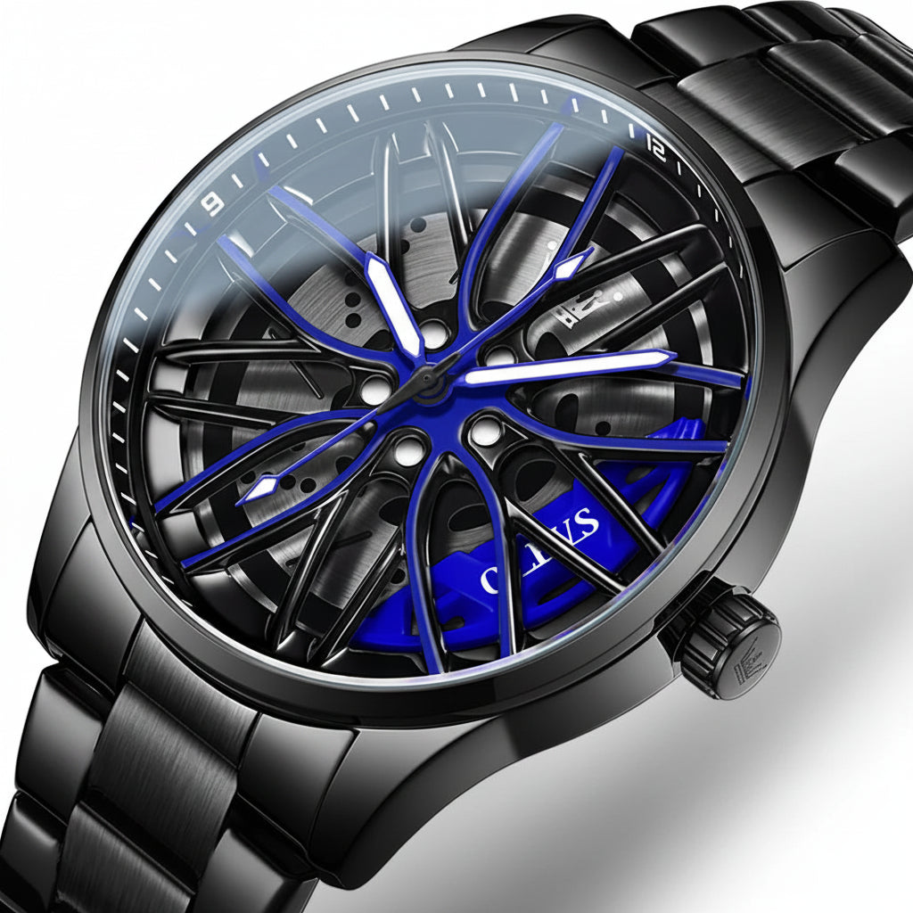 3D Spinning Car Wheel Watch
