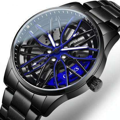 3D Spinning Car Wheel Watch