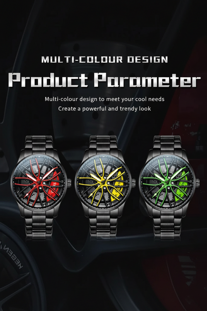3D Spinning Car Wheel Watch