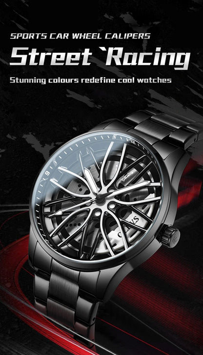 3D Spinning Car Wheel Watch