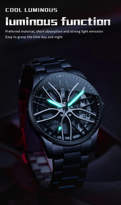 3D Spinning Car Wheel Watch