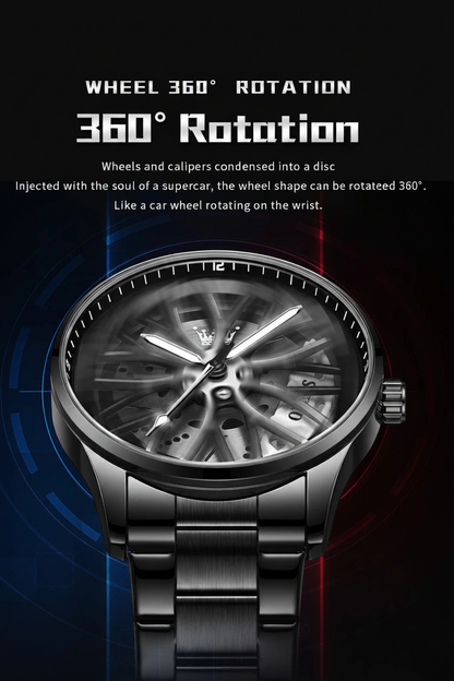 3D Spinning Car Wheel Watch