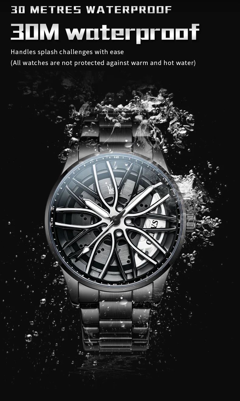 3D Spinning Car Wheel Watch