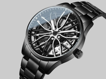 3D Spinning Car Wheel Watch