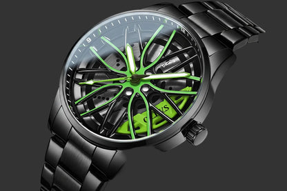 3D Spinning Car Wheel Watch