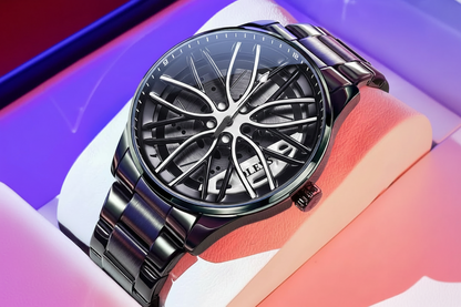 3D Spinning Car Wheel Watch