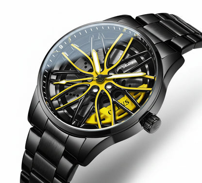 3D Spinning Car Wheel Watch